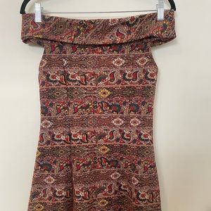 Zara Off-shoulder Multicolor Print Dress